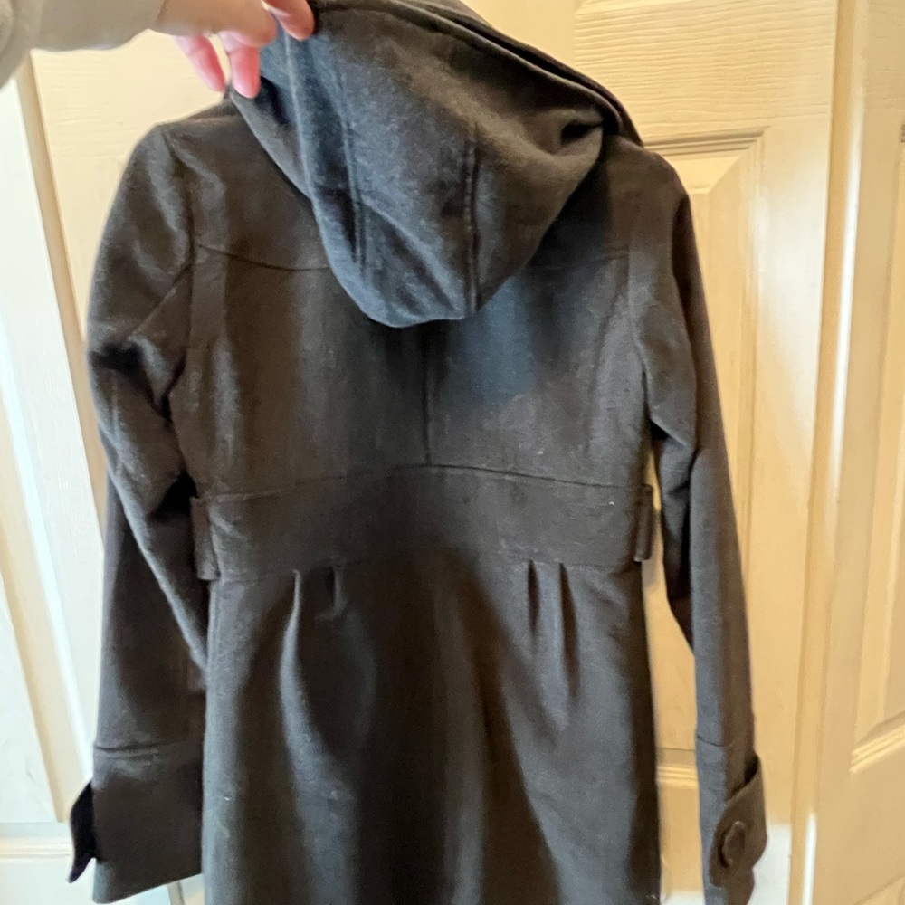 Girls grey pea coat with hood - Picture 2 of 2